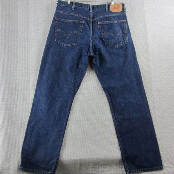 Levis 505 Jeans Mens 38x32 Blue Regular Fit Straight Leg Denim Cotton Casual